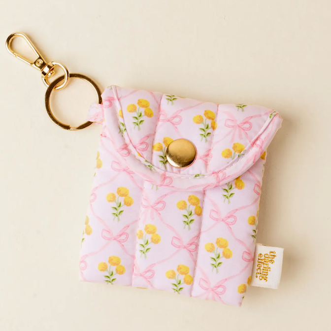 Puffy Earbud Case Keychain - Lane Pink