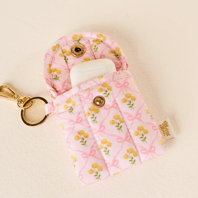 Puffy Earbud Case Keychain - Lane Pink