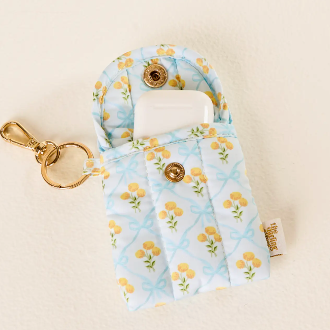 Puffy Earbud Case Keychain - Lane Blue