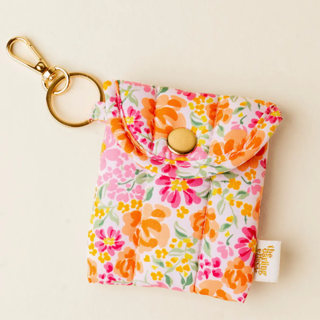 Puffy Earbud Case Keychain - Garden Pink