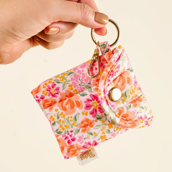 Puffy Earbud Case Keychain - Garden Pink
