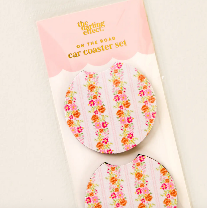 Foam Car Coasters Set of 2 - Petal Parade Pink