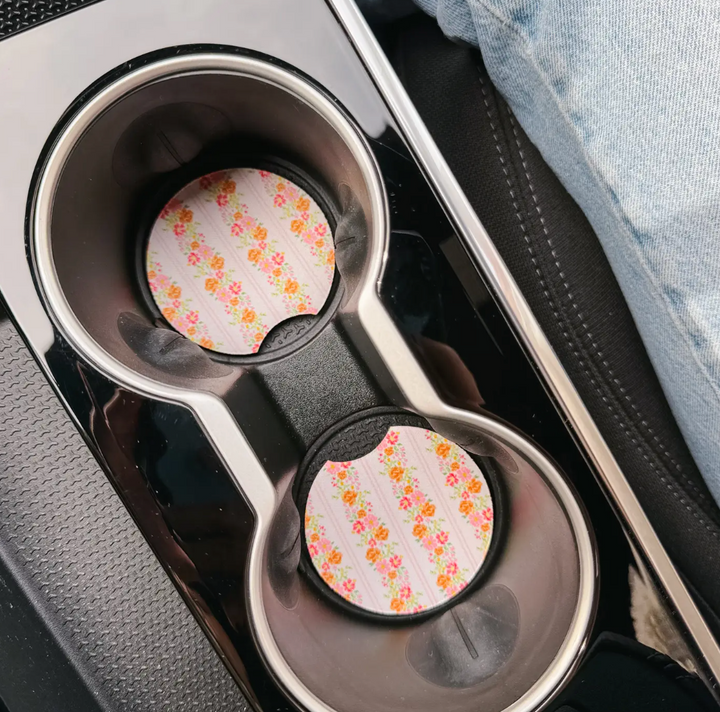 Foam Car Coasters Set of 2 - Petal Parade Pink