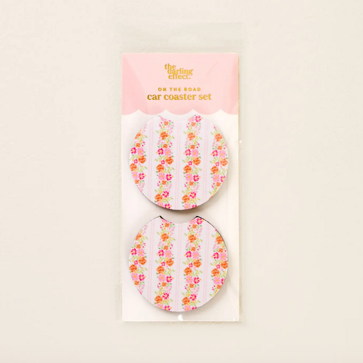 Foam Car Coasters Set of 2 - Petal Parade Pink