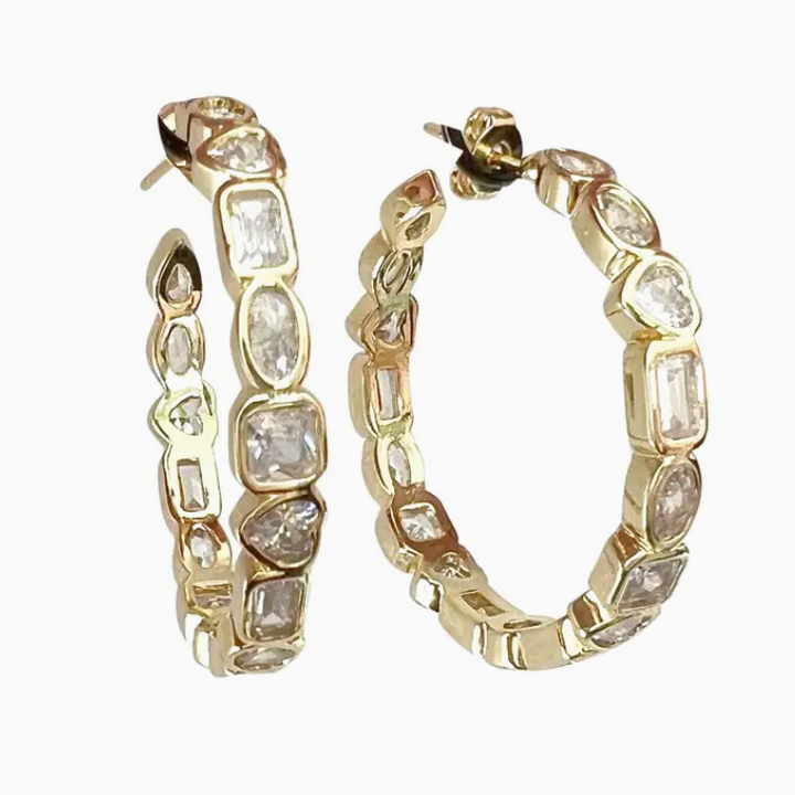 Gemelli - Judy Rhinestone Hoop Earrings