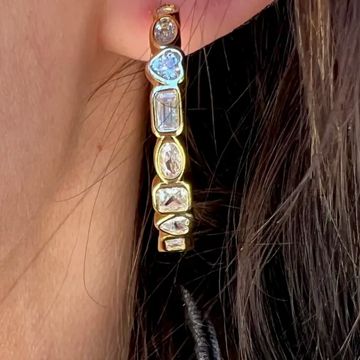 Gemelli - Judy Rhinestone Hoop Earrings