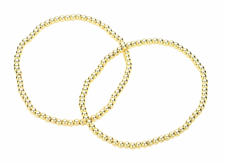 Cari - Gold Beaded Stretch Bracelet Set of 2