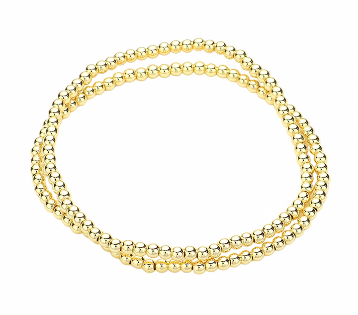 Cari - Gold Beaded Stretch Bracelet Set of 2