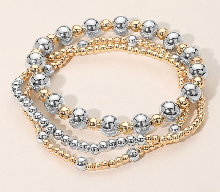 Remy - Chunky Two Tone Beaded Bracelet Set