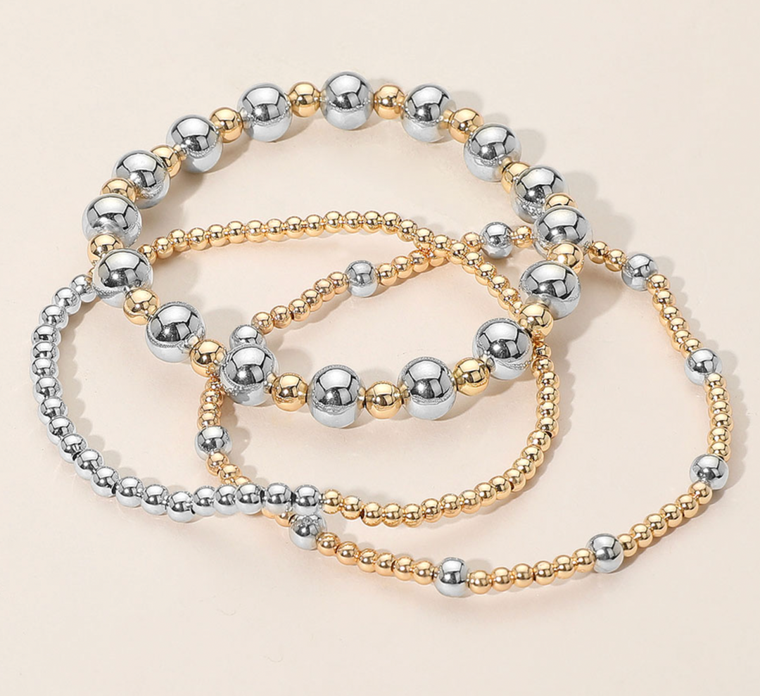Remy - Chunky Two Tone Beaded Bracelet Set