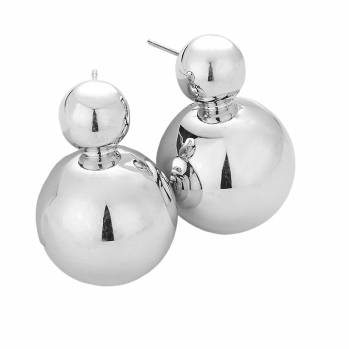 Carolina - Silver Puffy Ball Earrings