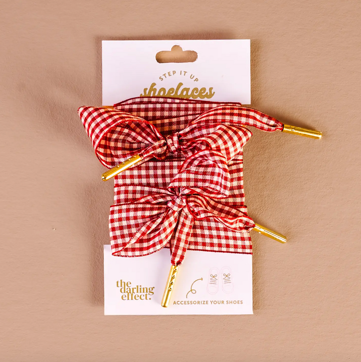 Gingham Shoelaces (Red)