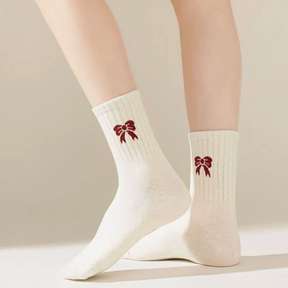 Bow Crew Socks - White