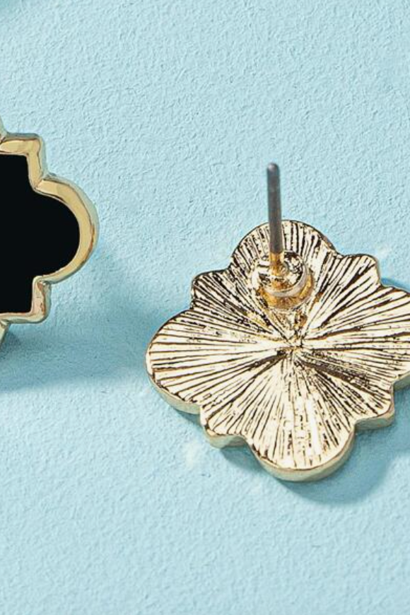 Annie - Quatrefoil Stud Earrings (Black)