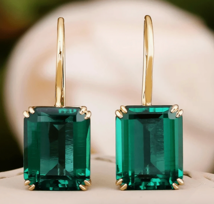 Clara - Jeweled Leverback Earrings (Emerald)