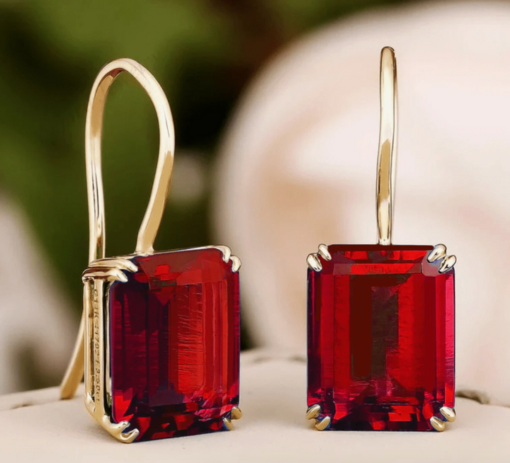 Clara - Jeweled Leverback Earrings (Red)