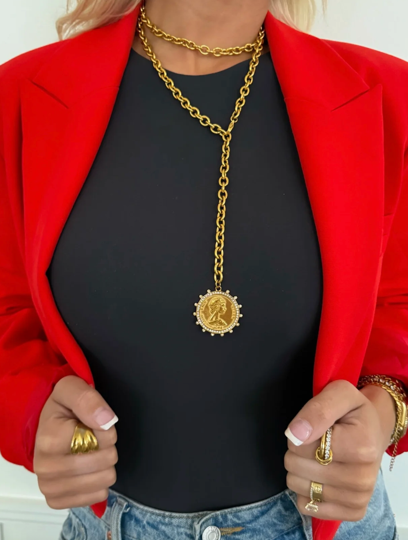 CHANSUTT - XL Rhinestone Coin Necklace