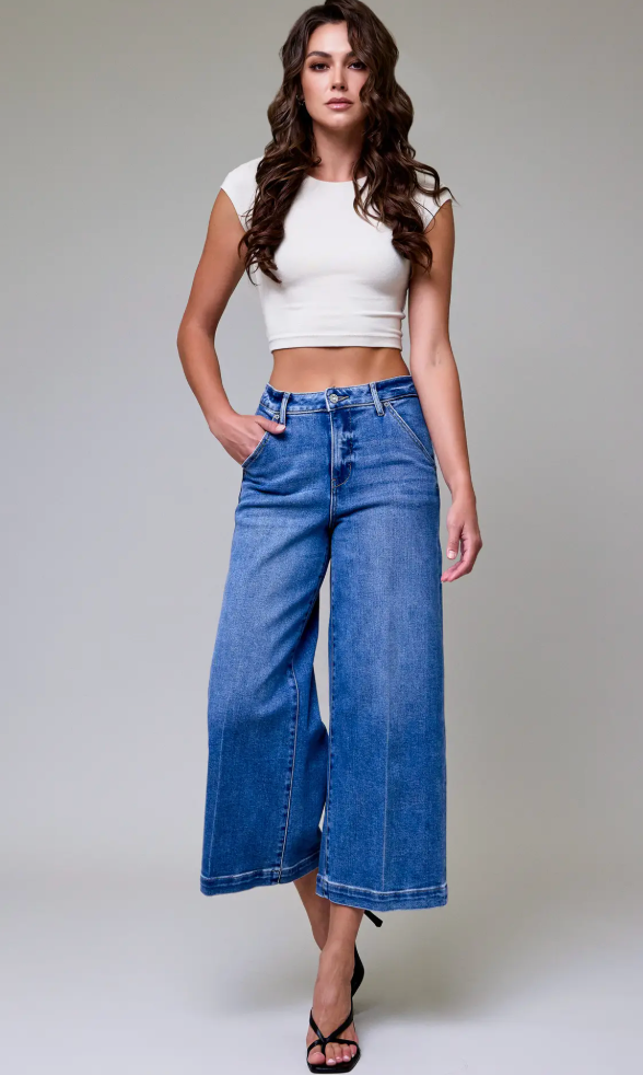 Nori - Crop Wide Leg Jeans