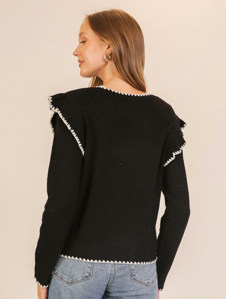 Francis - Black Ruffle Sweater