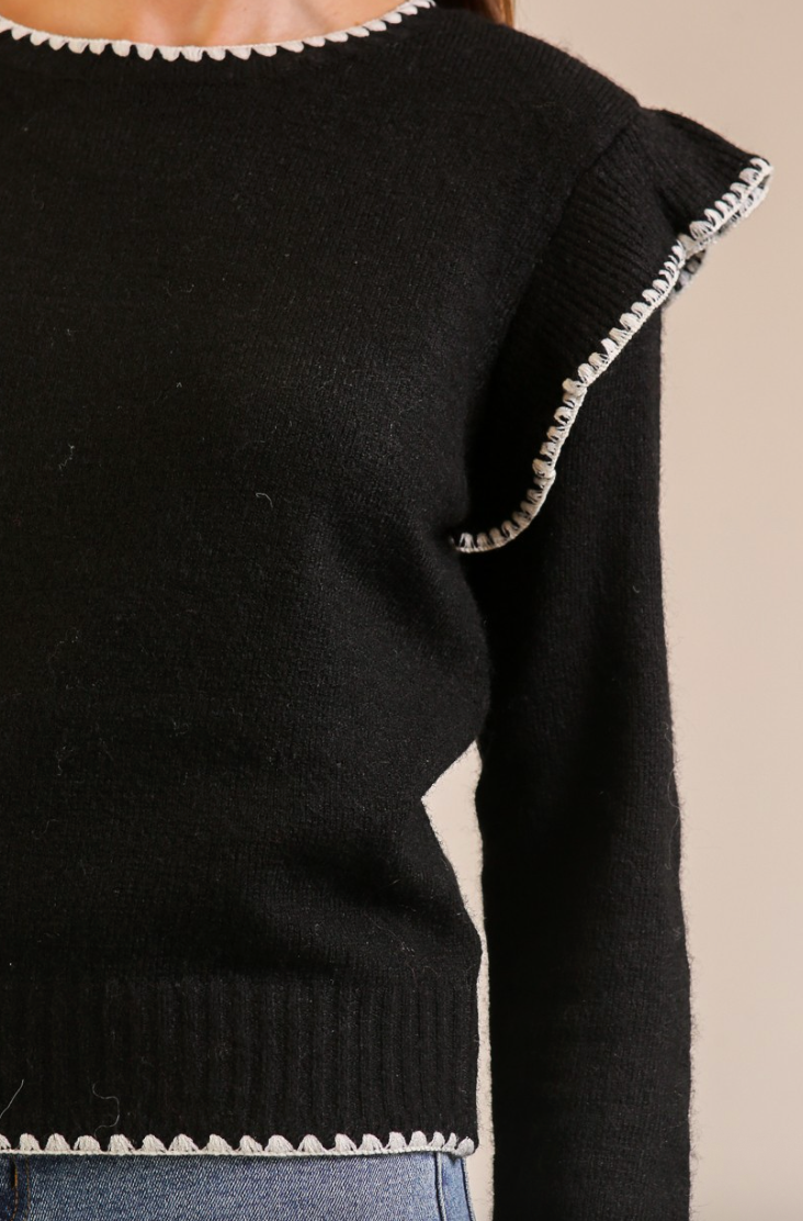 Francis - Black Ruffle Sweater