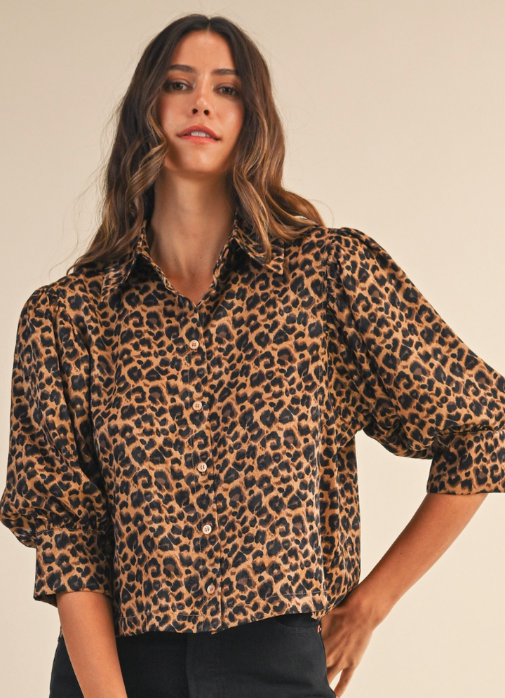 Monica - Leopard Puff Sleeve Top