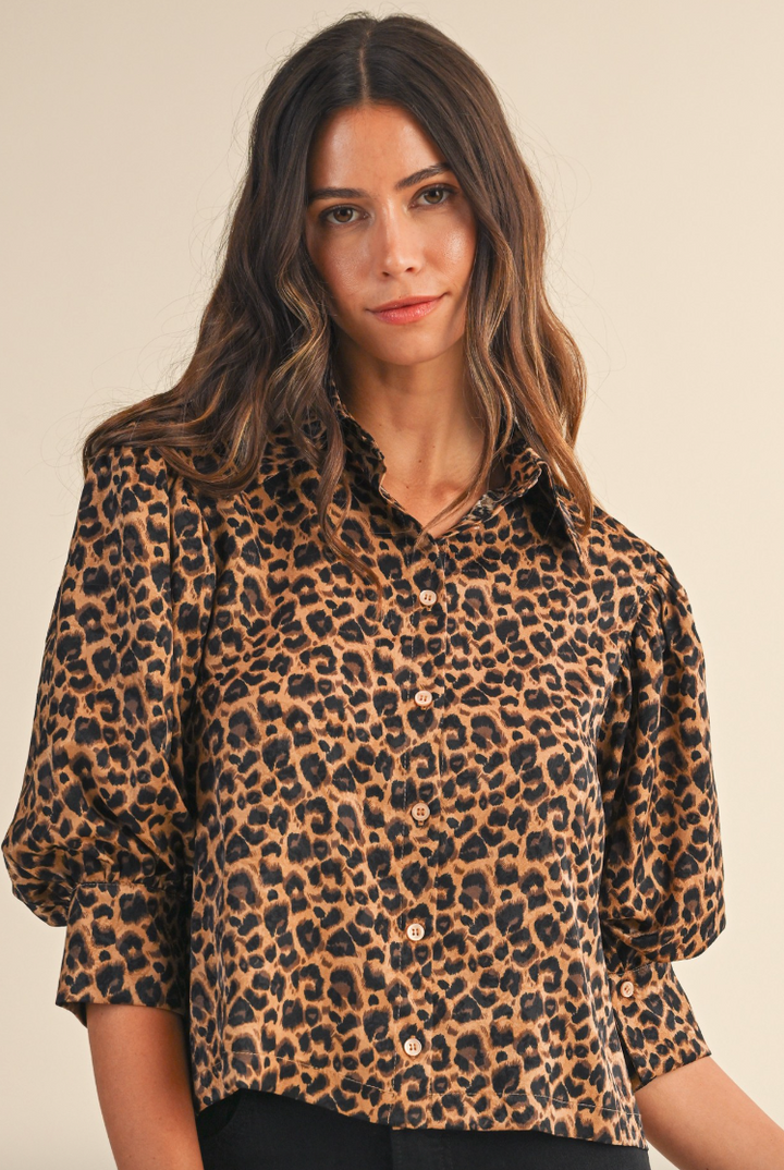 Monica - Leopard Puff Sleeve Top