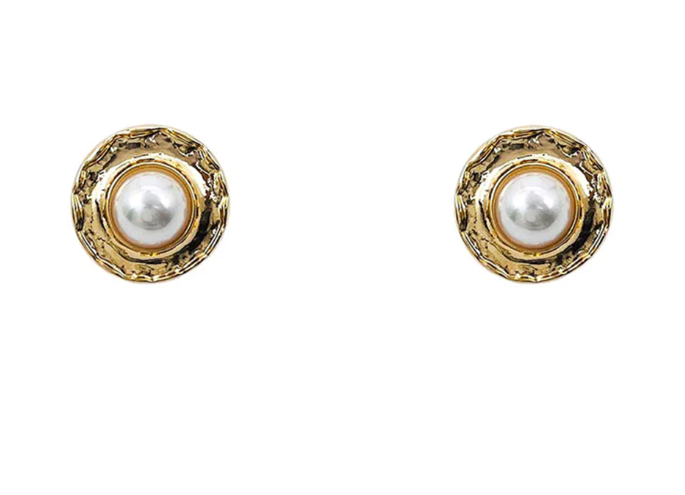 Jillian - Gold Pearl Stud Earrings