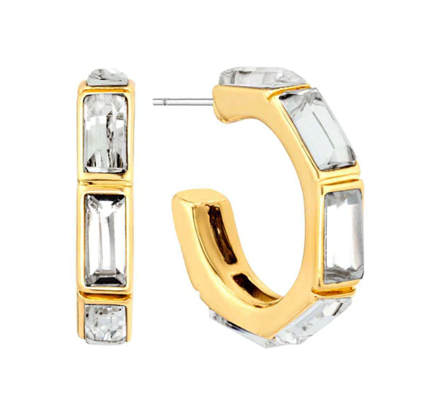 Madeline - Rhinestone Baguette Mini Hoops