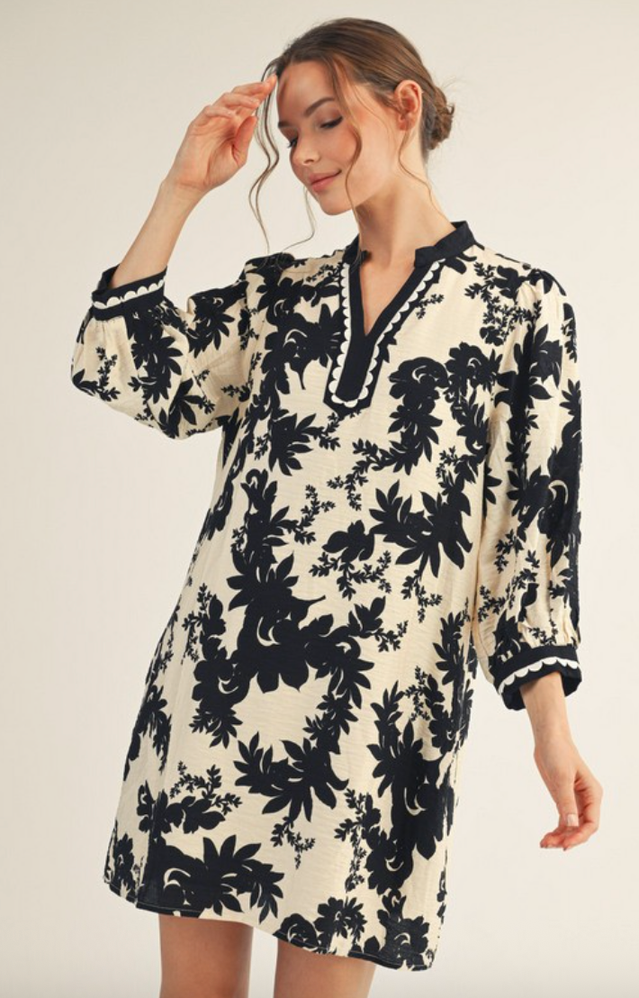 Sophia - Black Floral Dress