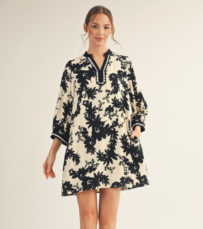 Sophia - Black Floral Dress