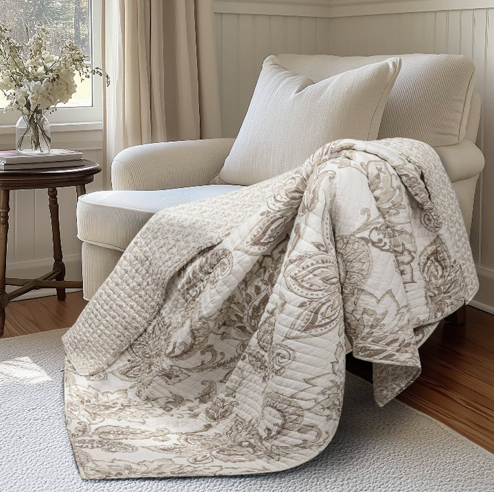 Bennett Quilted Throw - Taupe
