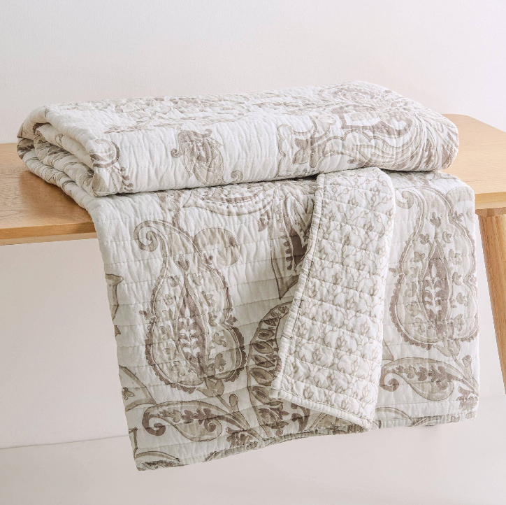 Bennett Quilted Throw - Taupe
