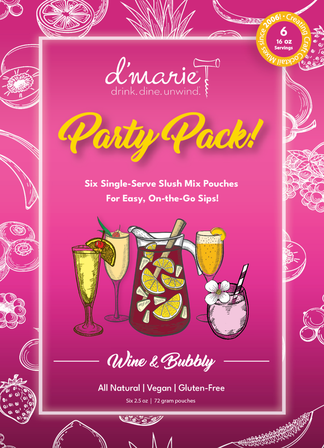 d'Marie - Wine & Bubbly Party Pack of 6