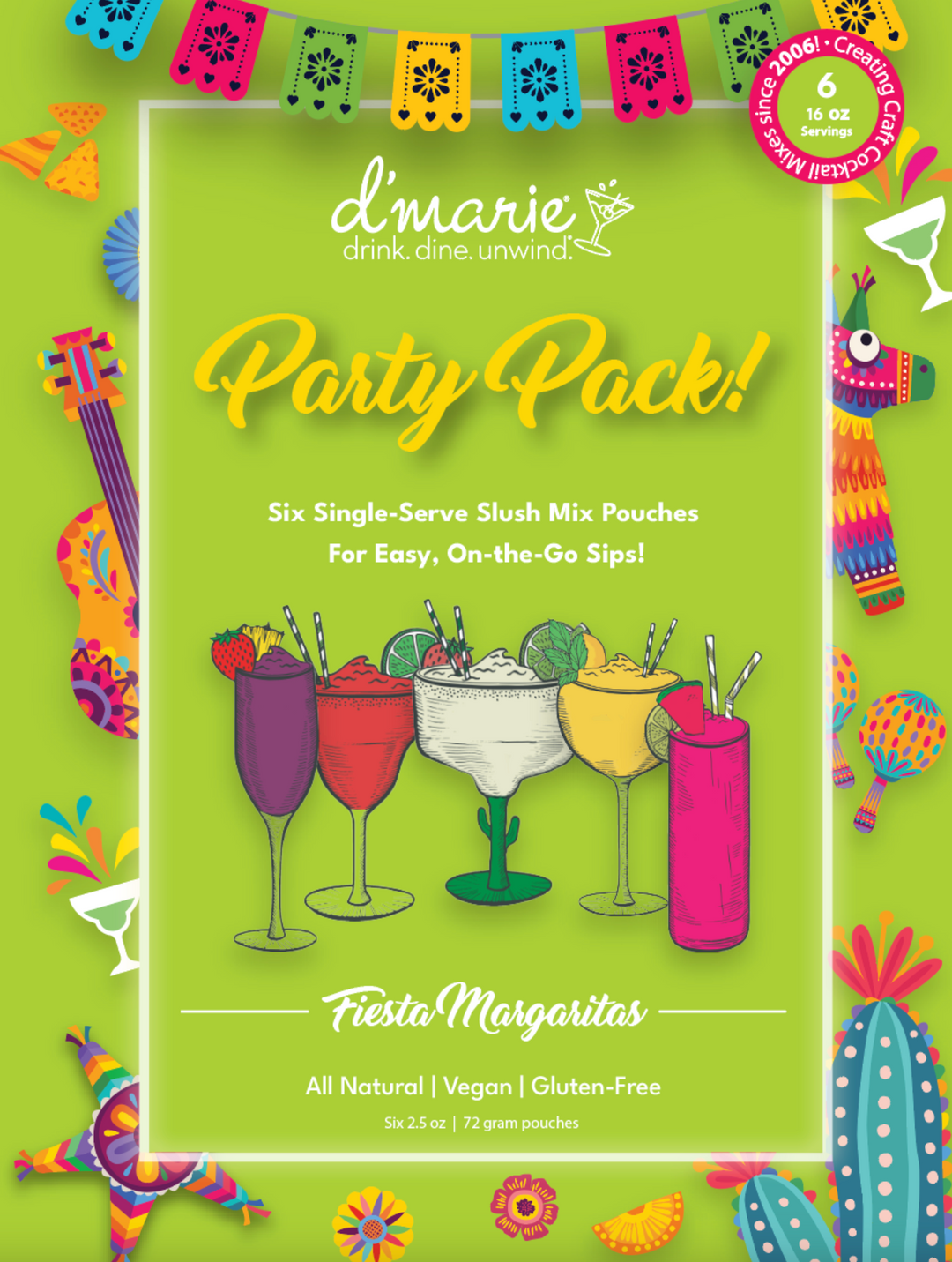 d'Marie - Fiesta Margarita Party Pack of 6