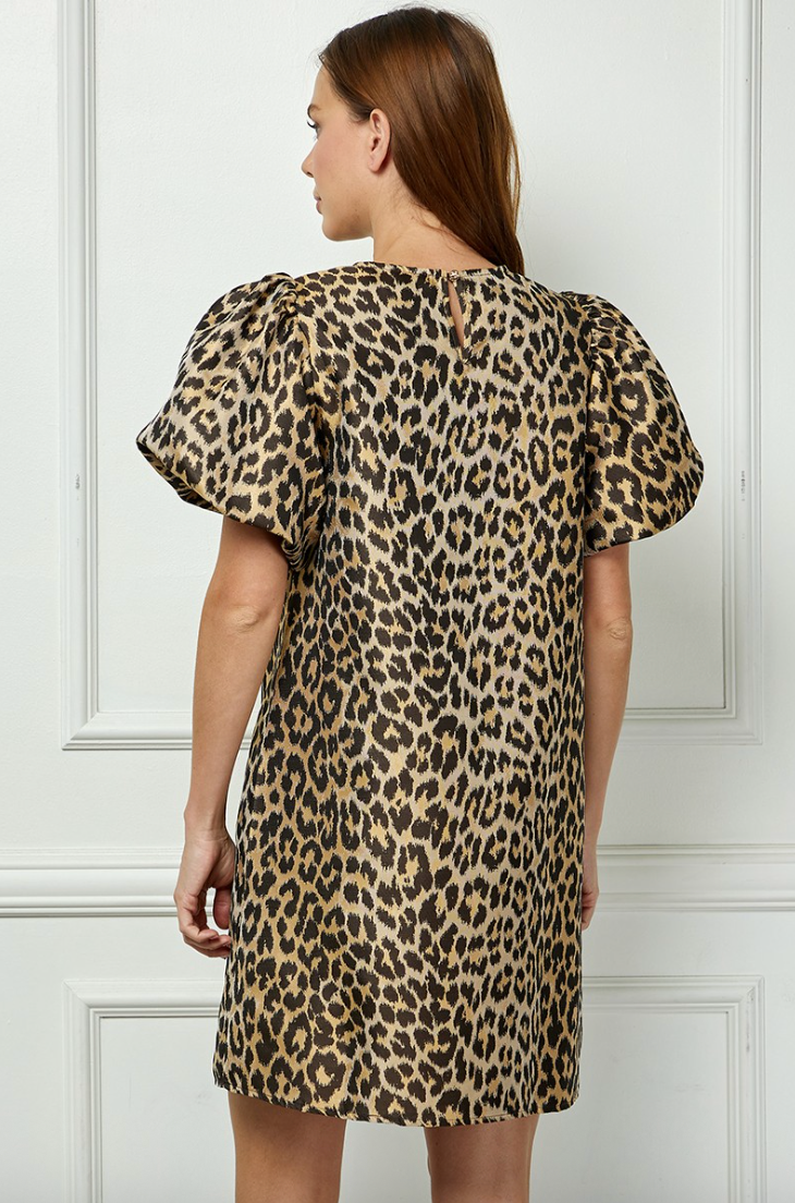 Sasha - Leopard Puff Sleeve Mini Dress