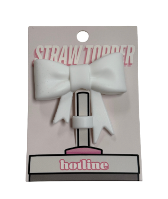 Large Bow Straw Toppers - White