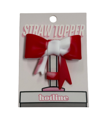 Large Bow Straw Toppers - Red & White Swirl