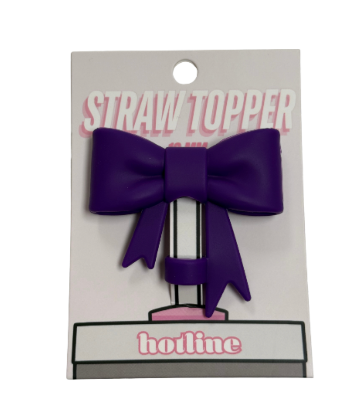Large Bow Straw Toppers - Purple