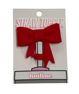 Large Bow Straw Toppers - Red