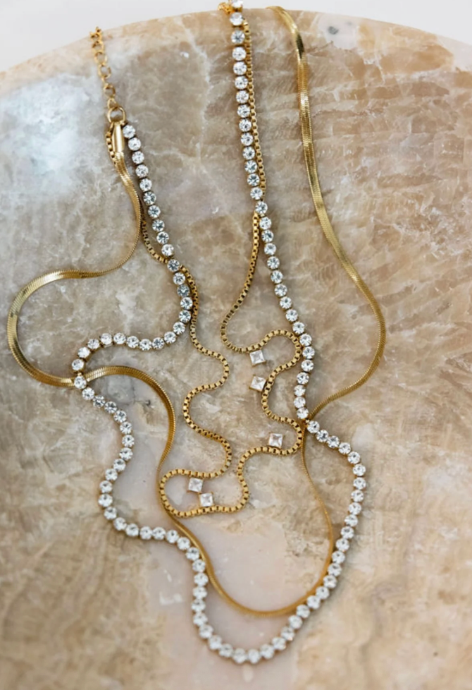 CHANSUTT - Leah 3 Layer Rhinestone Necklace