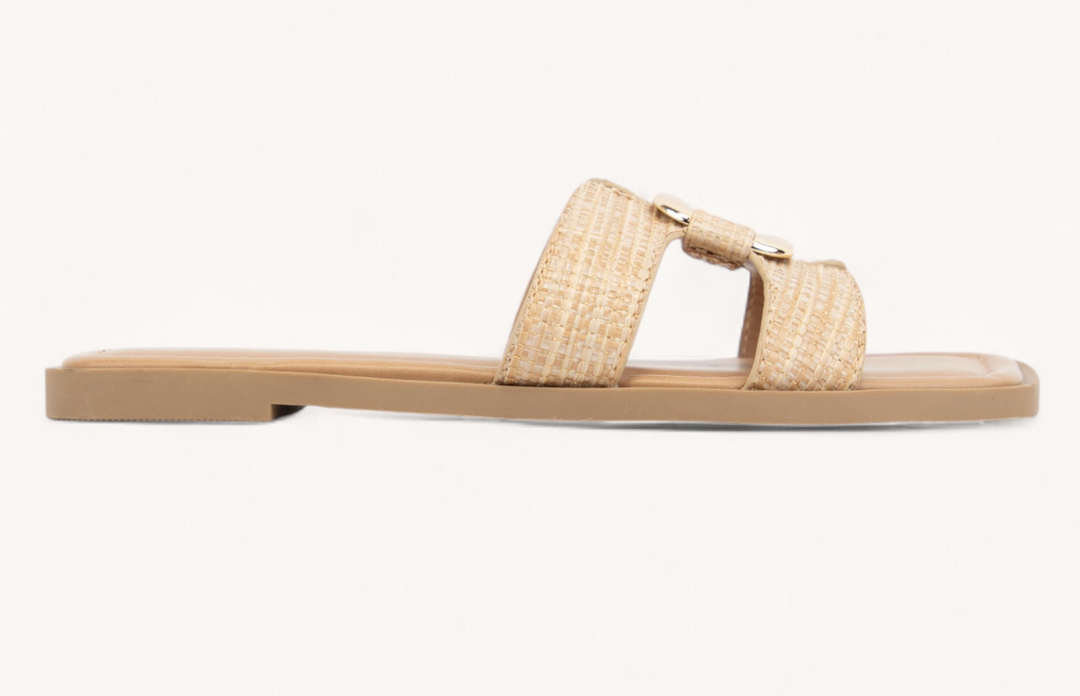 Finley - Gold Buckle Sandal (Natural)