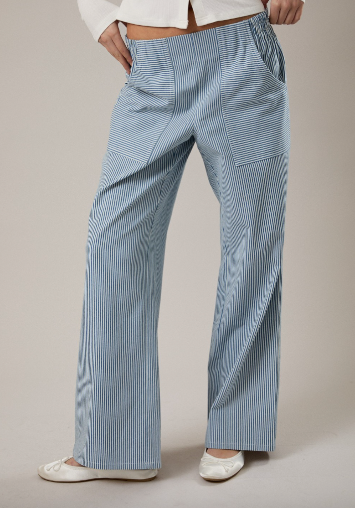 Dani - Striped Wide Leg Pant (Blue)