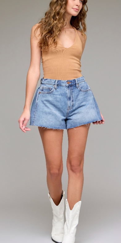 Julie - Side Insert Denim Shorts