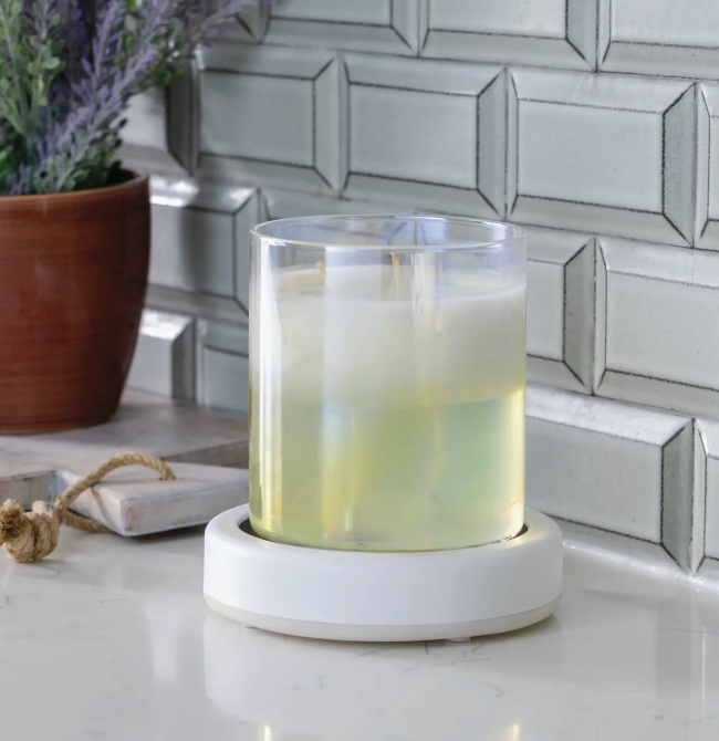 White Timer Candle Plate Warmer