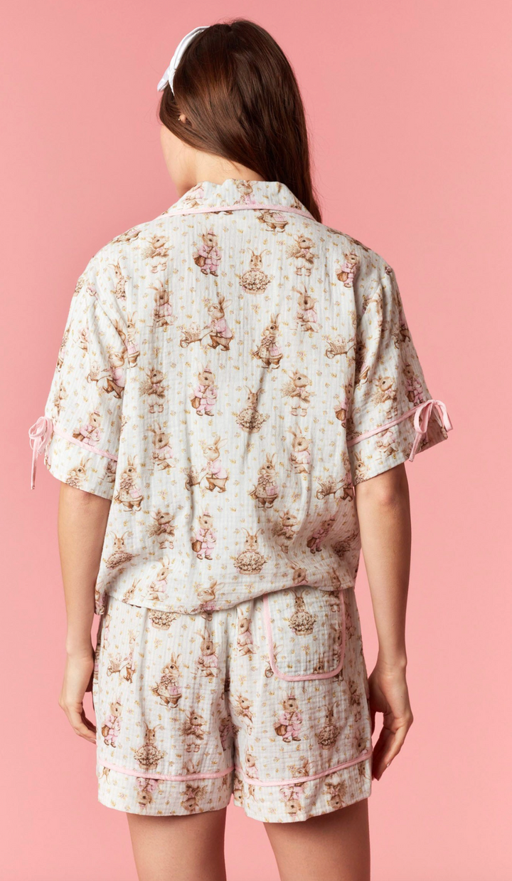 Penelope - Gauze Bunnies & Bows Pajama Short Set