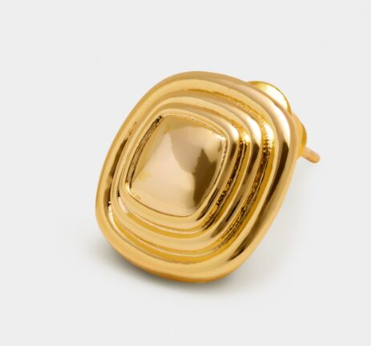 Sofia Waterproof Gold Button Stud Earrings