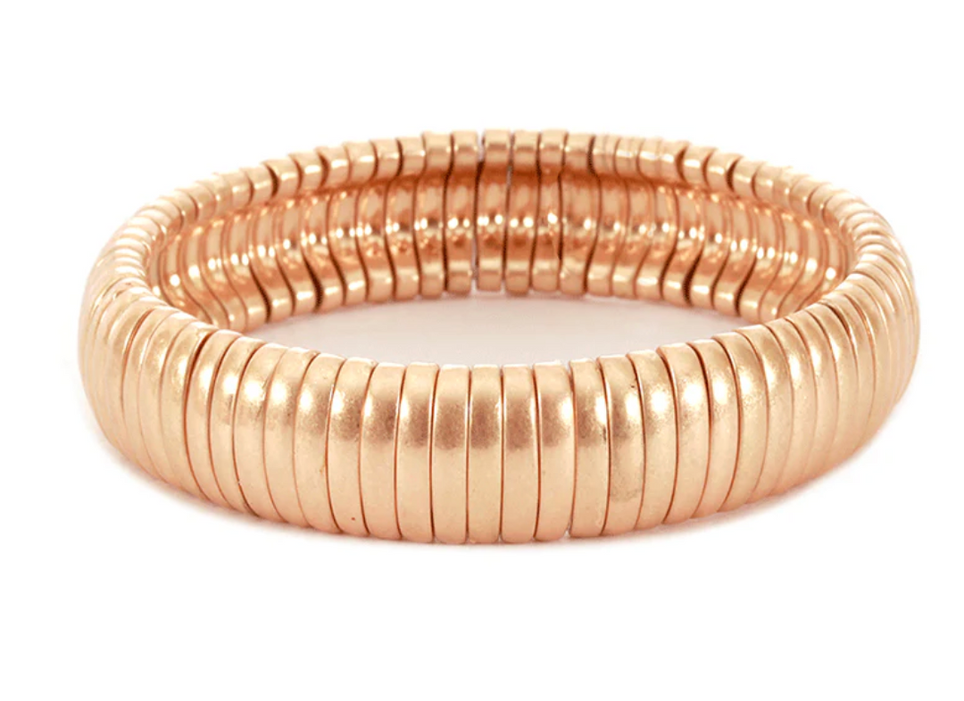 Addi - Wide Band Stretch Bracelet (Brushed Gold)