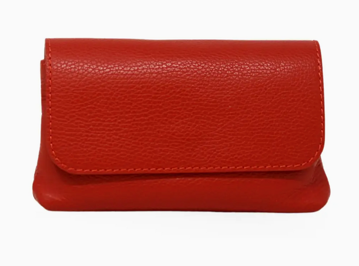 Gwen - German Fuentes Italian Leather Crossbody Clutch (Red)
