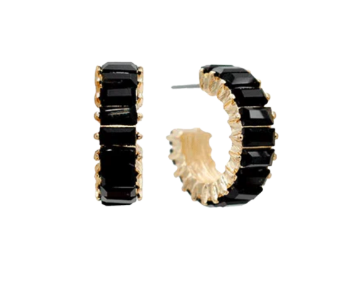 Baguette Huggie Earrings - Black
