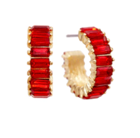 Baguette Huggie Earrings - Red